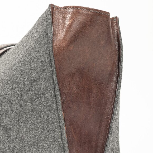 Brunello Cucinelli Grey Wool-Felt Leather-Trim Tote - Picture 7 of 10